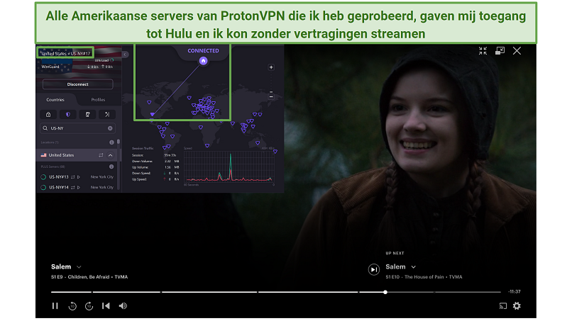 Proton VPN's US servers unblocking Hulu