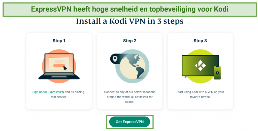 A screenshot showing you can use ExpressVPN with Kodi add-on in 3 steps
