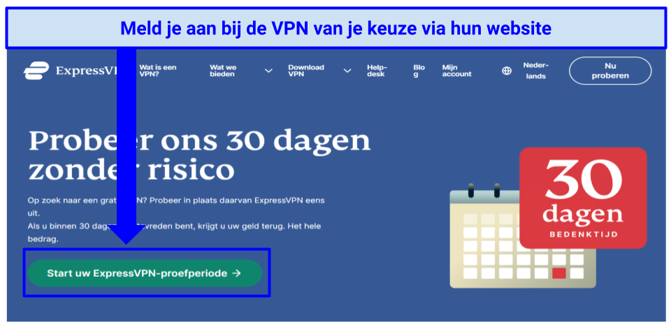Screenshot of ExpressVPN sign up page