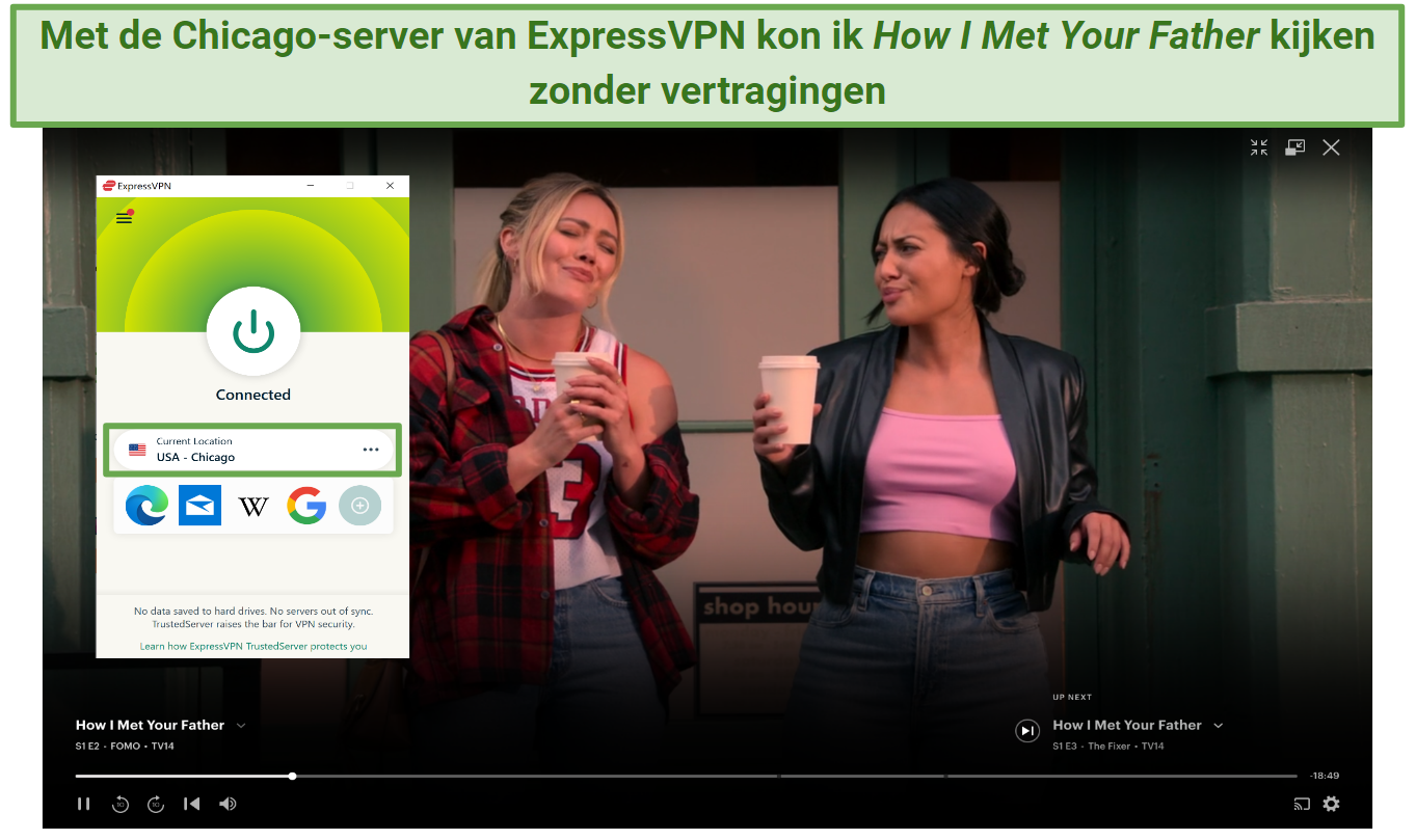Screenshot of ExpressVPN US servers working to unblock Hulu