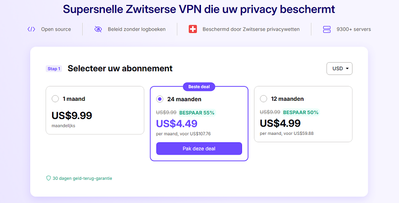 Screenshot of Proton VPN's deal