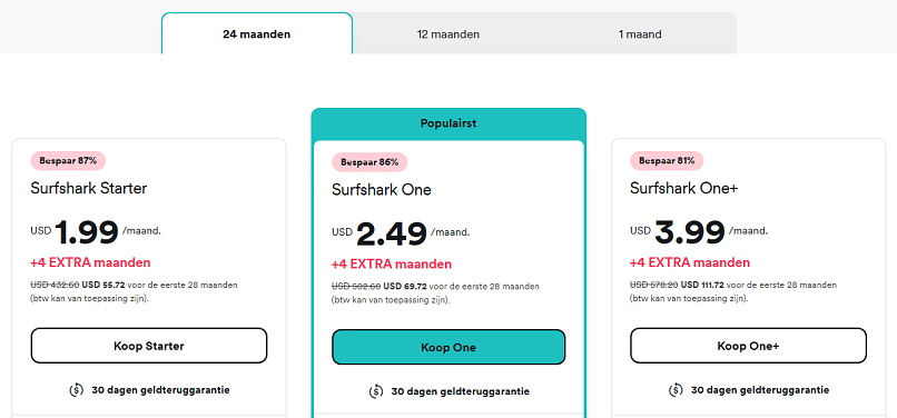 Screenshot of Surfshark's deal