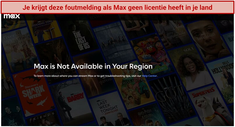 Screenshot of the Max error message when you try watching from an unsupported region.