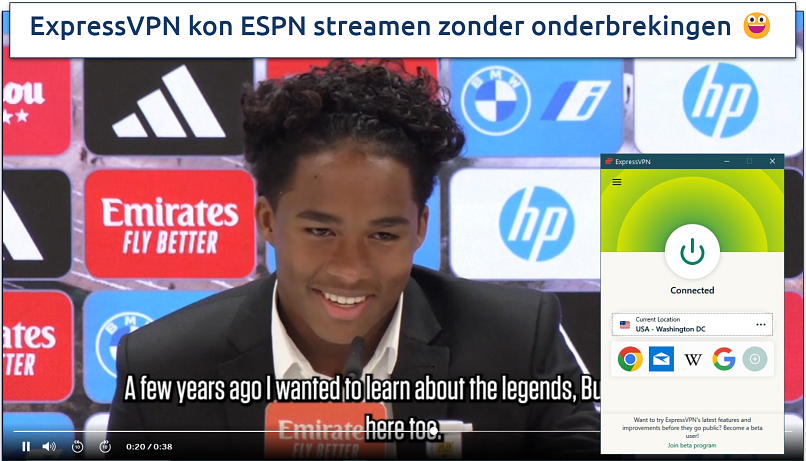 La Liga transfers kijken op ESPN terwijl je verbonden bent met een Amerikaanse server van ExpressVPN