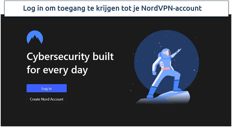 Afbeelding die laat zien hoe je verder gaat naar de inlogpagina van NordVPN