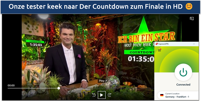 A screenshot of Der Countdown zum Finale streaming with ExpressVPN