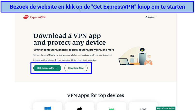 screenshot of ExpressVPN's sign up page