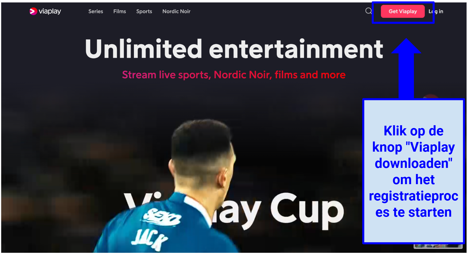 Screenshot of the Viaplay home page