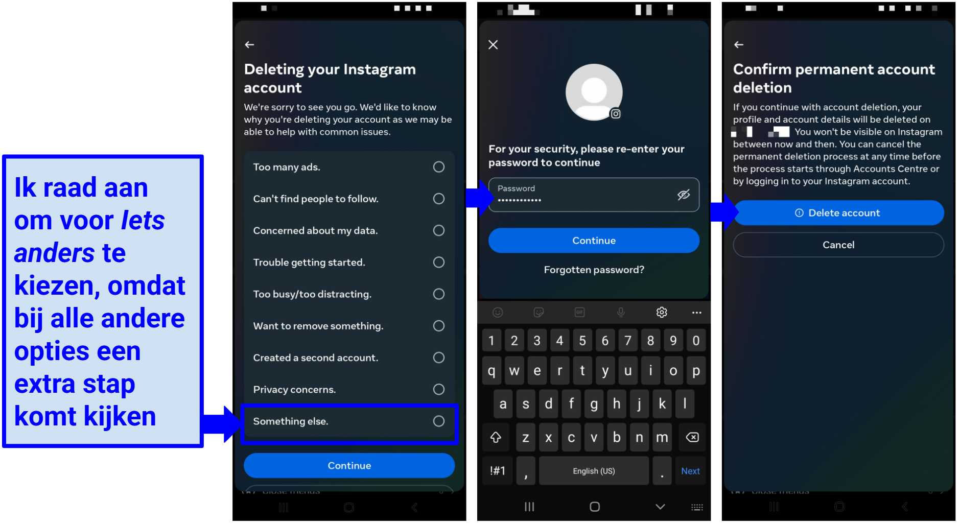 Een reden kiezen voor het verwijderen van je Instagram account