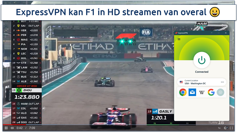 Streaming de F1 Grand Prix van Abu Dhabi met een VS-server van ExpressVPN