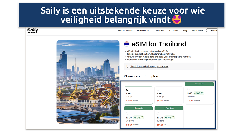 A screenshot showing Saily's website