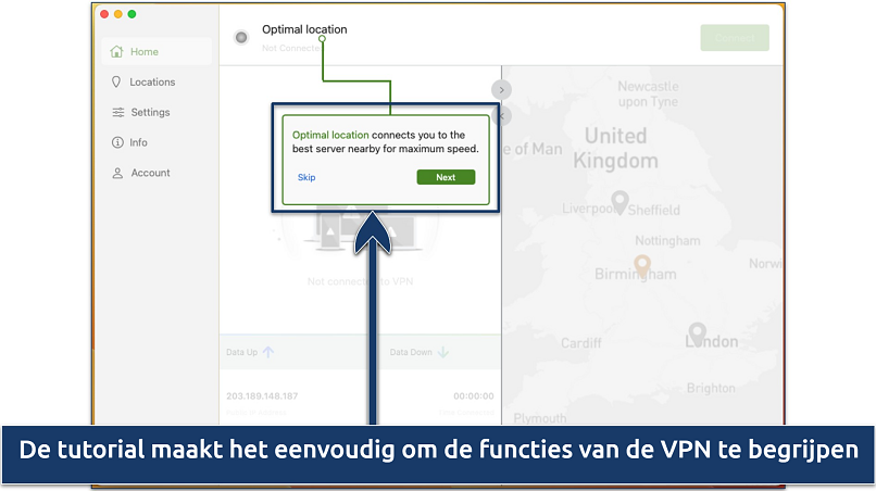Screenshots van de handleiding voor beginners in het IPVanish-gedeelte